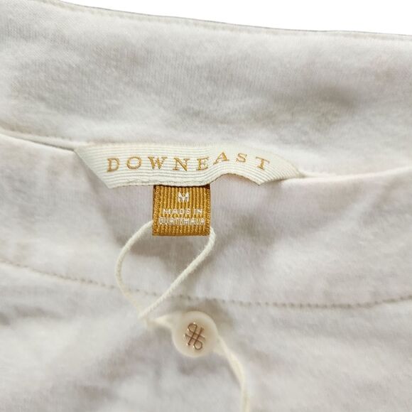 Downeast Basic Top Medium White with Blue Stripes on Sleeves Short Sleeve Shirt - Picture 5 of 8